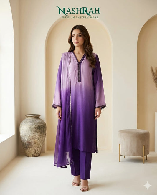 Purple Gradient 3-Piece Dress