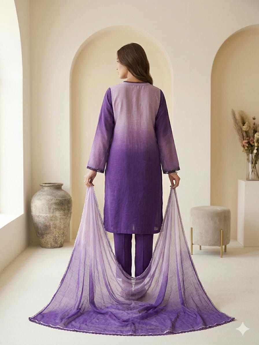 Purple Gradient 3-Piece Dress