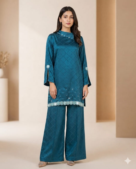 Teal Silk Co-Ord Set