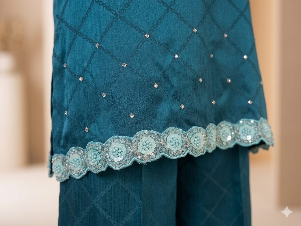 Teal Silk Co-Ord Set